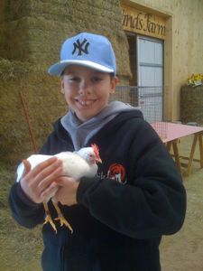 Brandon with hen