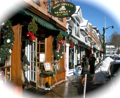 New England small town shops in winter